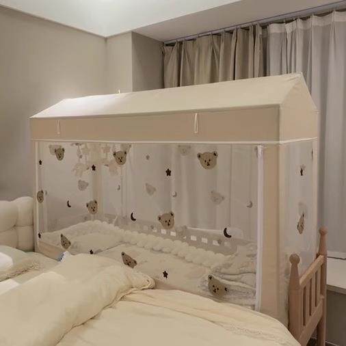 儿童床防摔蚊帐尺寸拼接床F99M659J榻米蒙古婴儿包宝榻床宝全底防