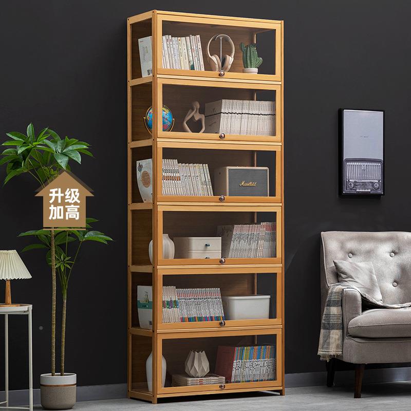 架书柜柜置物架带柜厅门储物书柜一体格子柜展示落地多层客置359J