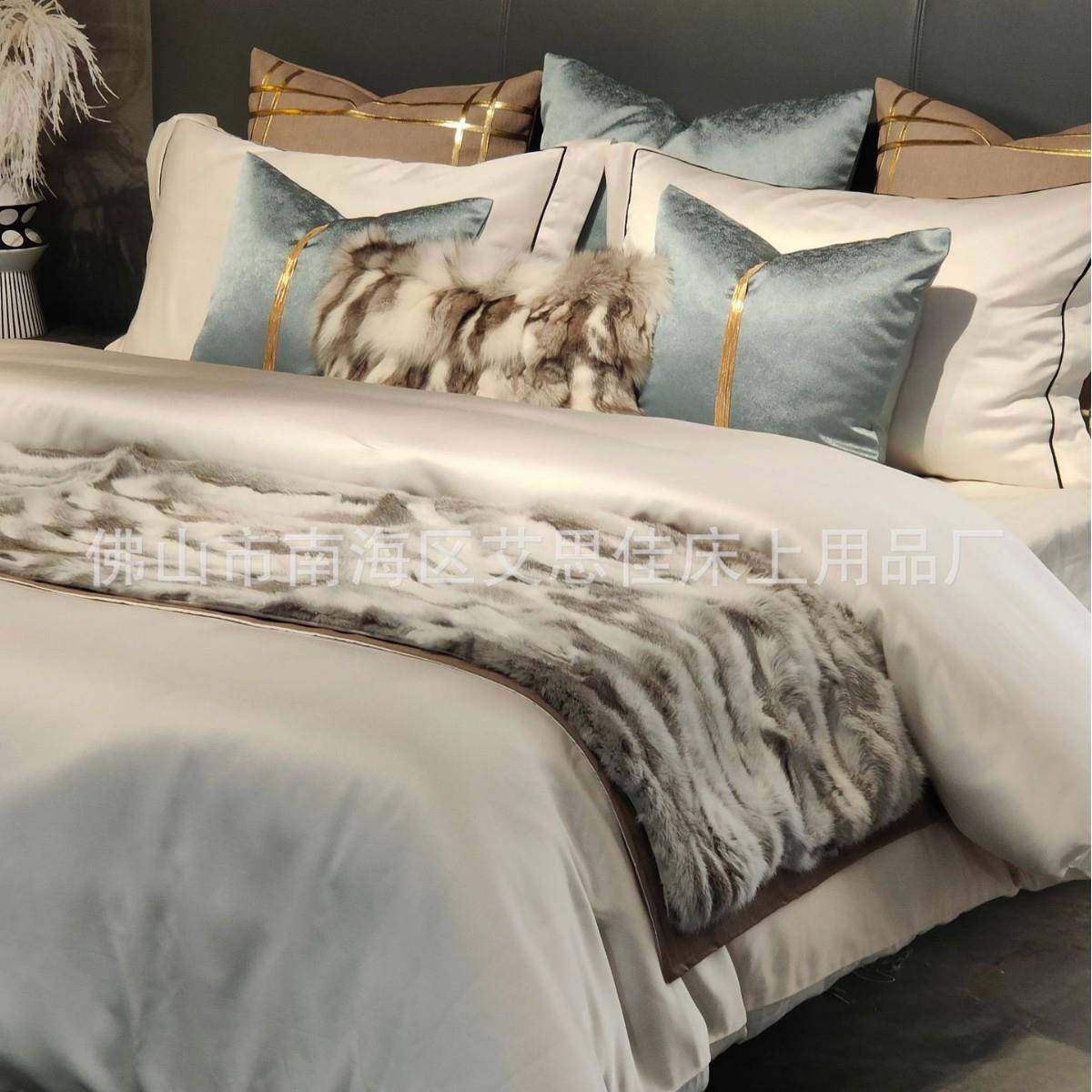 现代PLI轻奢床咖色品样间高端奢华部家板具店卖场售楼摆场软装设