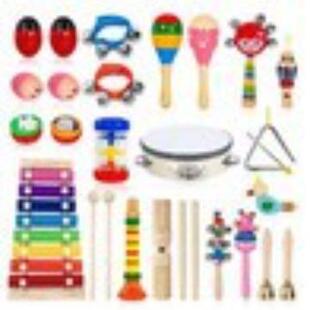 奥尔碰夫玩4546教具8音彩片琴铃鼓沙套擦锤沙蛋钟铁舞板双响筒装