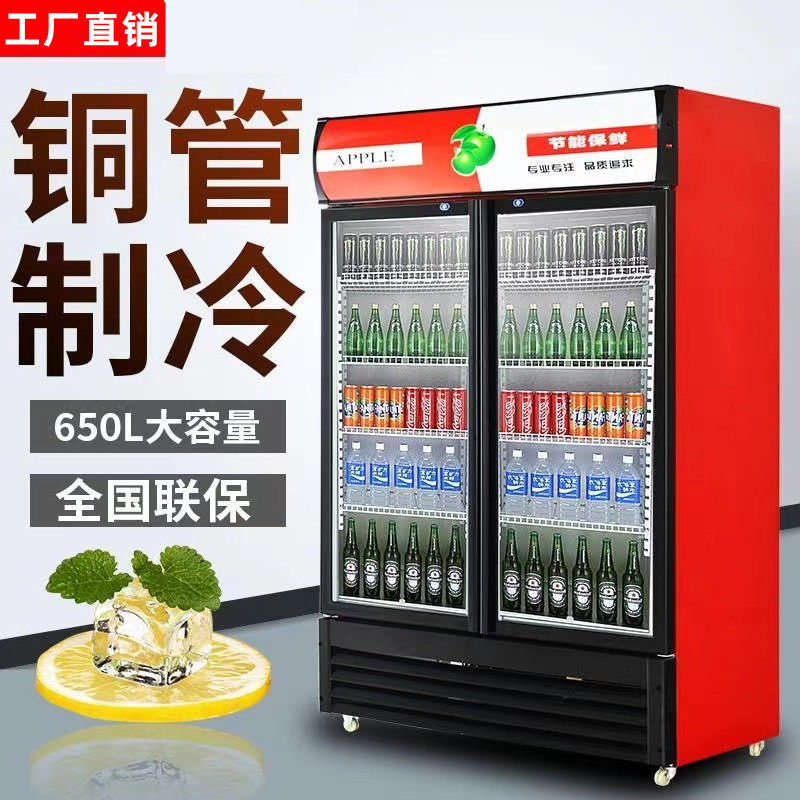 110v超市展示柜冷藏冰柜商用冰箱双开门立式啤酒饮料柜单门保鲜柜