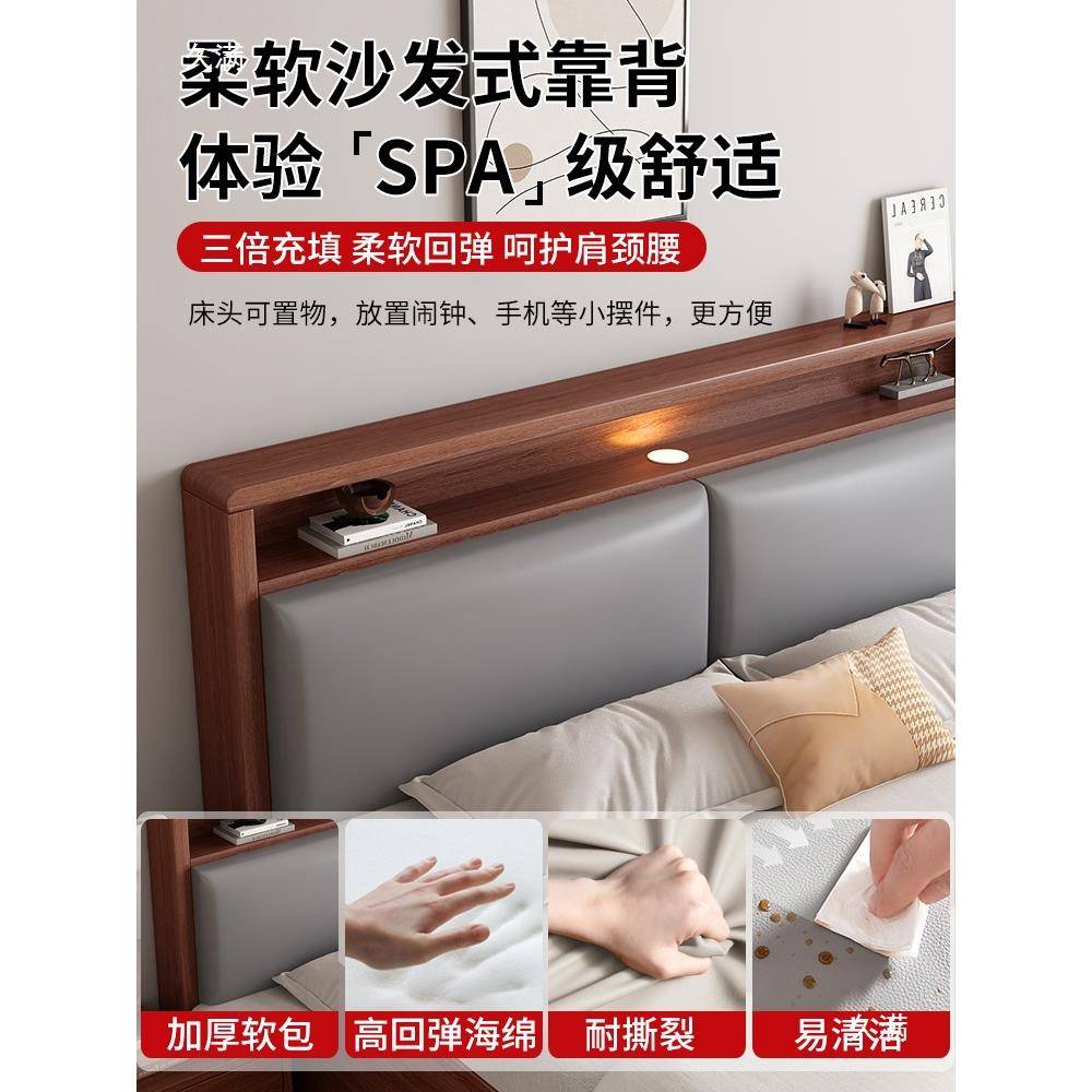实床约18双人床1米5用榻榻米落地床架简出TGN木米租房用地台单人