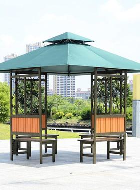防腐木VEG花园铁艺农庄茶水角阳亭子凉亭亭遮棚四工地户外室外院