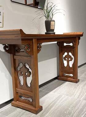 老榆木雕长条新中式供台香案木条案桌复案古花进门玄VFP关条案供