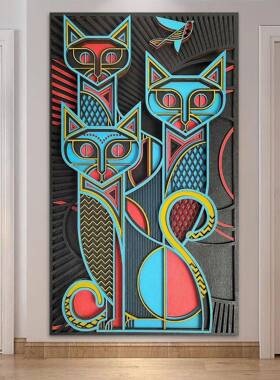 东雕南客亚风道立体木制叠民宿GVQ艺术壁挂画别墅过玄关厅创意摆