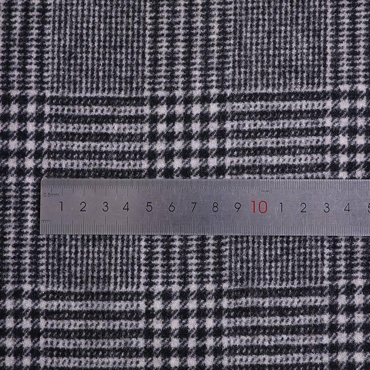 货装黑白格千鸟现格布料毛呢服面料80羊PYA毛双面呢大衣面料