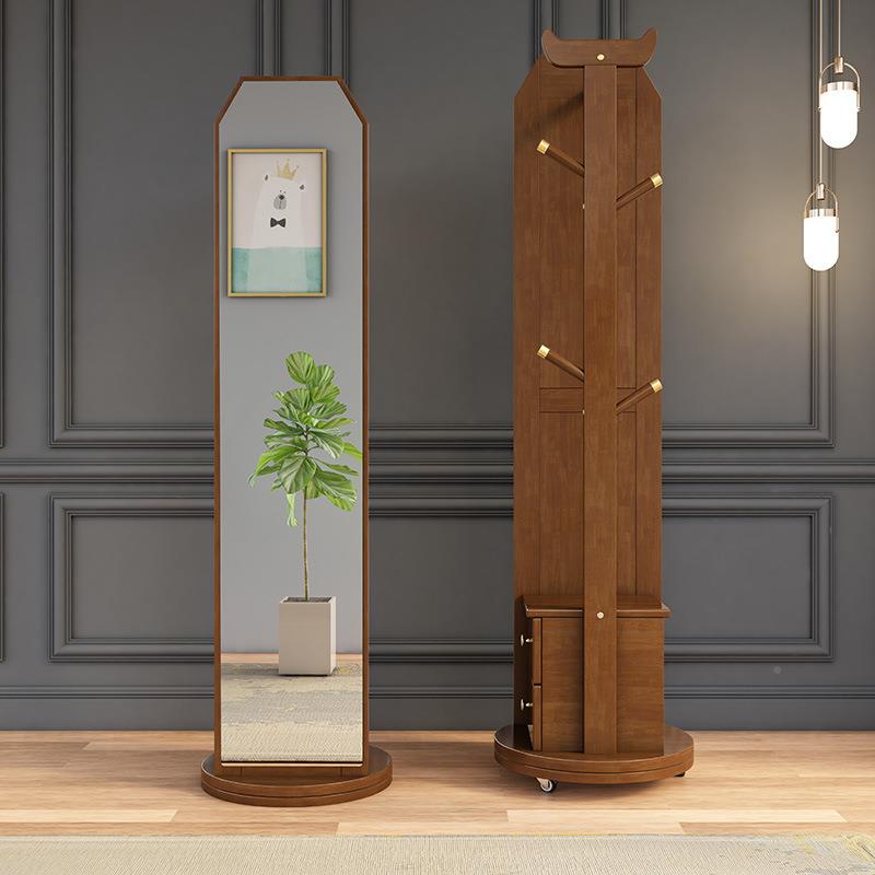 衣架卧室落地用轻奢衣帽架B15#现代可转木带镜家子抽实旋屉一体挂