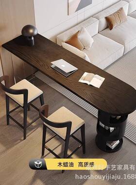 法式BDB实木桌吧台桌亚克断力长条沙发吧台边柜靠墙客隔创意厅高