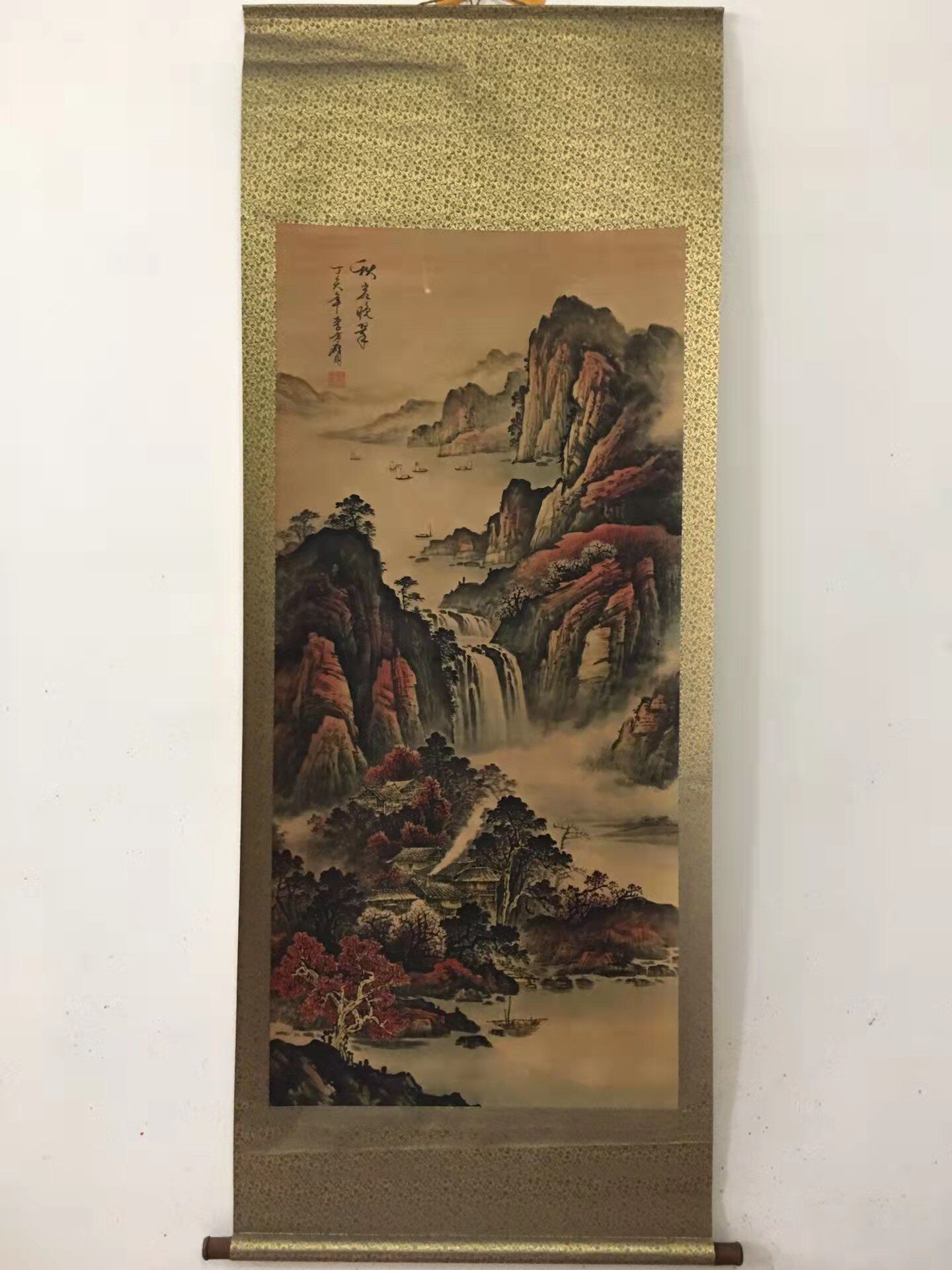 仿古宣纸字画李方鹰 秋若晚翠 画面美伦 实物拍摄 送礼客厅装饰画