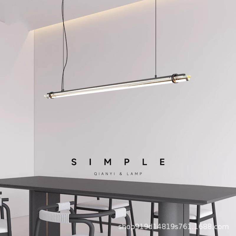 全铜意式简餐厅玻璃吊现灯代简条约PID极轻奢设计师饭厅一字长餐