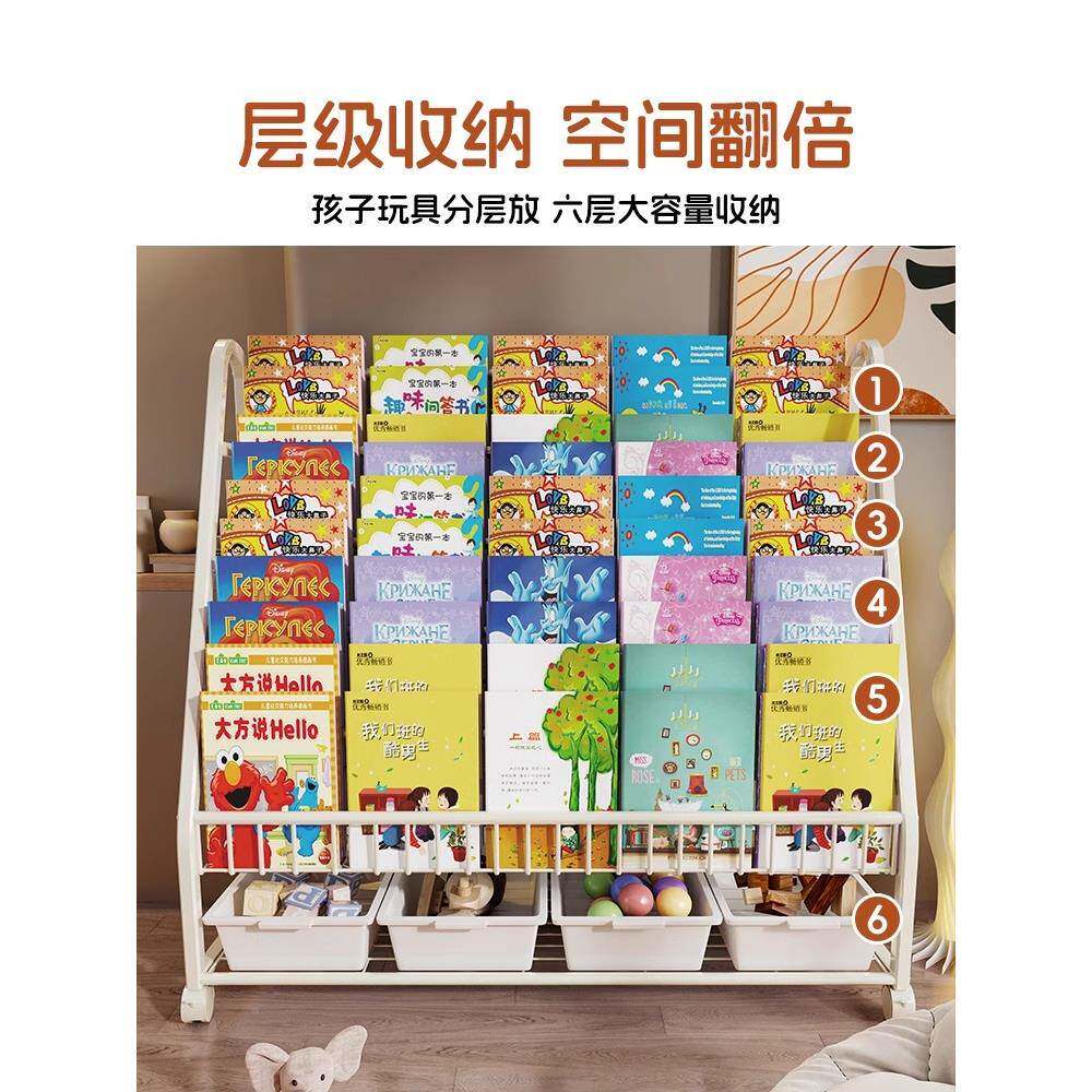 儿童书架用0090510置家物架落地宝宝具收纳架绘本玩带架阅读区书