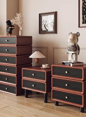 式复古风可旋转法六柜客厅抽斗UQQ屉式收纳储物柜实边木床头柜柜