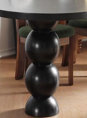 法复式组古小台户型岛中古实木餐桌MGR家用长方形白蜡木黑色餐桌