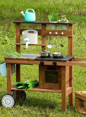 儿童木质玩具过家真户家外厨房厨具摆件花仿架置拟物架角色模WBO