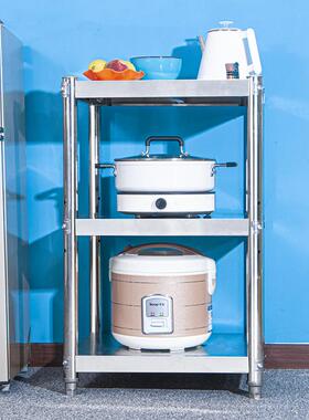 不锈钢厨房微物架正方形多GSV层地家用波炉落架三层碗烤箱储置物