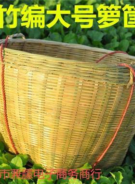 编箩箩筐手工竹筐家用圆婚形罗竹框扁米担收纳篓装饰淘箩篼ZBE结