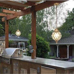 室外吊灯欧式约防水LHW阳简台灯花园廊凉走亭灯庭院廊门口架户外