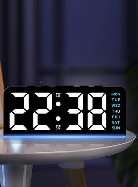 跨境创新ED字数QMO码时钟围灯日期台L钟多功能数字闹大钟现代简氛