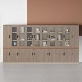 文件资料柜储物LDT柜柜约现代带柜锁木质书柜简高玻璃门资料柜办