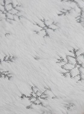 圣ATA诞置树裙白色绒毛布亮绣花树雪花裙圣片诞节场景布圣诞树裙