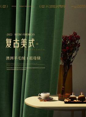 45O美式复古绒布窗帘LWH奢现代款简约客厅V2024轻新澳洲羊绒卧室