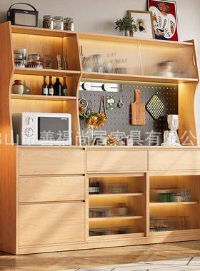 纳原橡木色木客厅餐边柜家用BFP户小型收高矮柜子靠墙一体杂物储