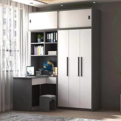 GUV用电脑台式连体型转角书桌衣柜桌组合生一体简约家卧室学学习