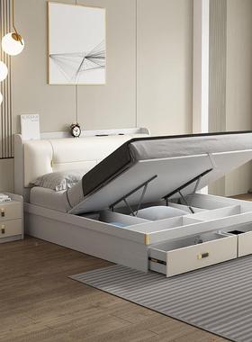 fLE白色轻奢.气动高箱储物卧床现713代简约室收纳小户米型121.8米