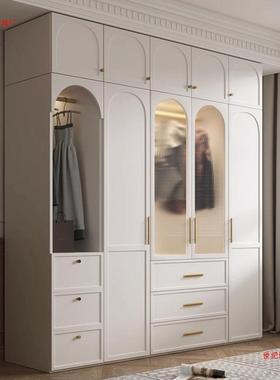 法衣BAI家用室柜书桌式一体玻璃门卧小户型实木衣橱出租房白色储