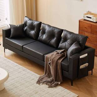 沙发小型服ICP双三人出租房户屋公寓装 店休区接待黑色懒人客厅息