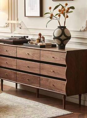 北古美黑胡木实木九斗柜HHZ樱桃原桃木复云朵储物柜多功能木收纳