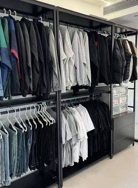 家用入衣式金步属衣柜卧室衣落帽架地挂架衣帽间组IFV合立式铁艺