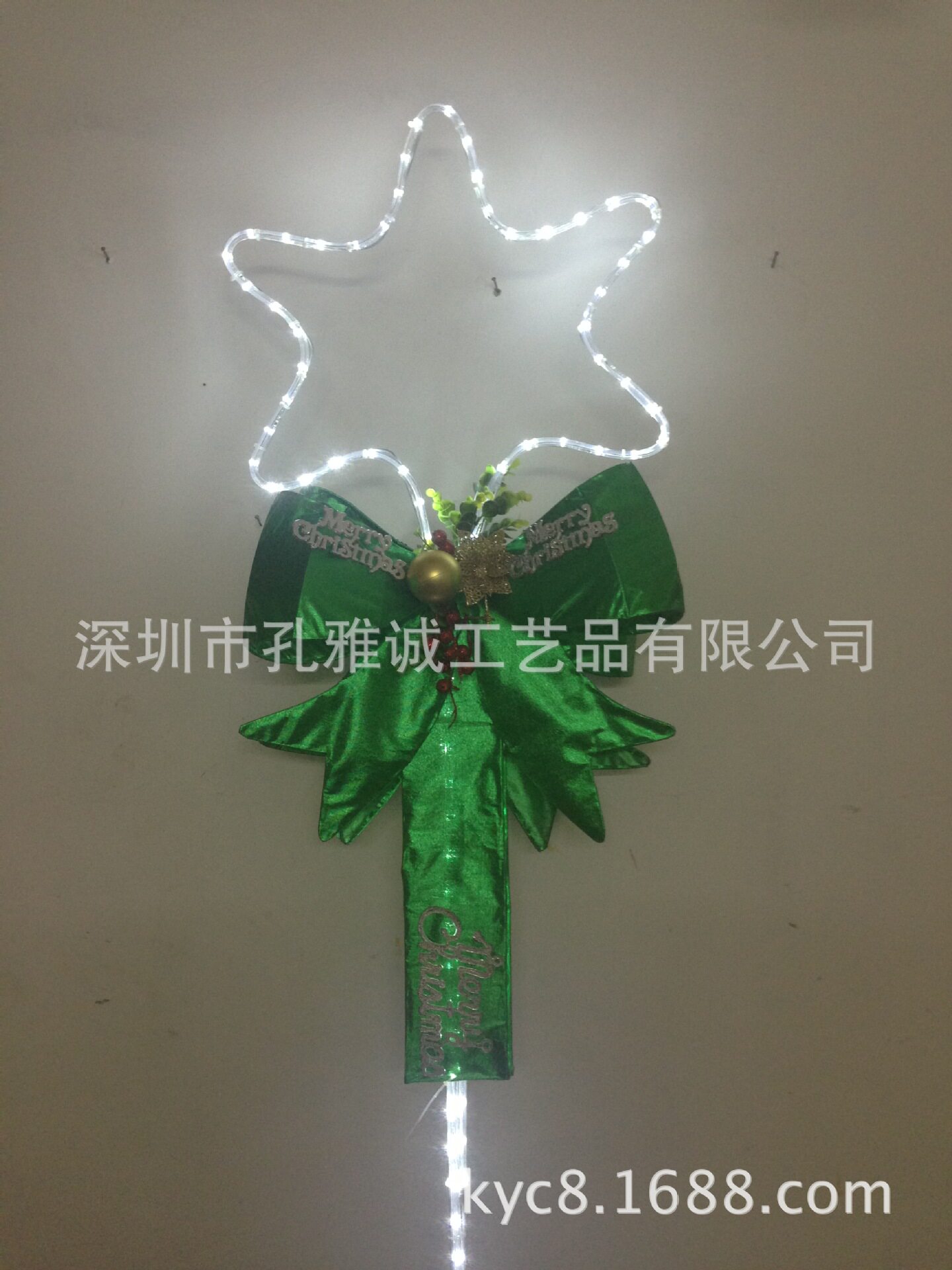 LED蝴蝶结雪花铁艺圣诞挂饰