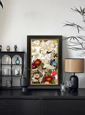 《仙鹤图》法奢中国风镜子装饰画中挂古风卧式室床头画轻客厅SNZA