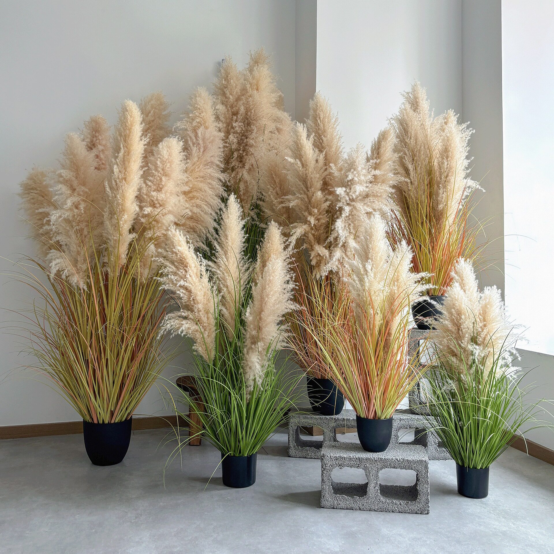 假绿植天然芦苇假花狗尾草室内仿生植物景观摆件落地盆栽装饰