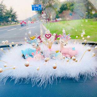 萌钻一路汽平安鹿车摆件女神中款内控台车载高档车装OYB饰汽车装