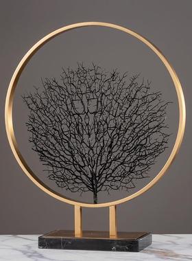 轻奢BJ-0136柜意发财树金属摆件招财现代客厅玄关隔创断柜视家居