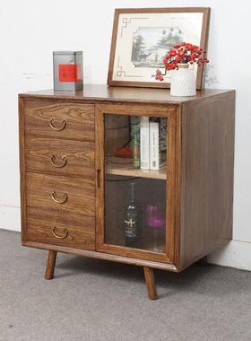 茶中式多玄层家实用复古木水柜简约关柜66508柜门储物柜客厅柜实