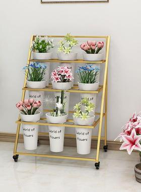 简约摆摊折叠可移动鲜阶DFO多层花梯花架铁艺花店架子花店花桶展