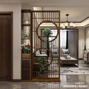 新中式实屏格栅玄关门柜客厅家用正对大门入户进遮挡玄VIM关木风