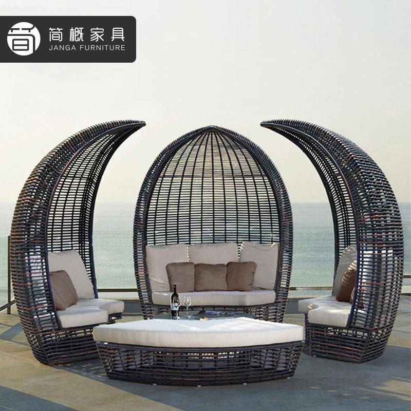 形沙圆发户外沙发环389形店藤沙发室外园庭花院酒沙发半圆型沙发