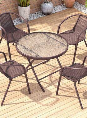 户外桌带椅伞组合庭院露天花园用桌椅三件套家YRB室小外休闲阳台