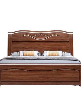 金胡桃木实木人床1.2米18双床主丝卧1..5米单人床雕花YFV储物床婚