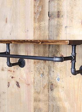 工层板纳14632毛巾上架墙铁收艺水管壁挂置物架美式业风loft实木