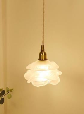 小式玫浪漫法式床头瑰小吊灯卧室UYW复古全铜美轻奢客餐厅吧厅台