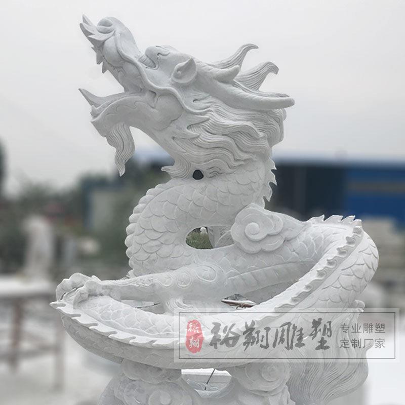 汉白玉石雕龙雕塑立体龙十二生肖户外园林庭院鱼池塘龙头吐水石雕