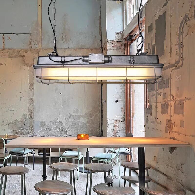 美式工业风吊灯复古LOFT怀旧日光灯老式吧台小酒馆装饰长条形灯具