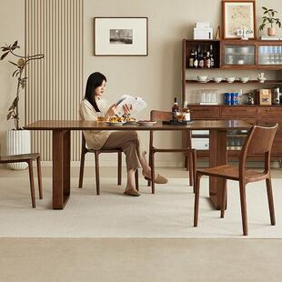 北美黑胡桃实木BAL桌大板餐中古风全木书桌客厅长形家用原方木工