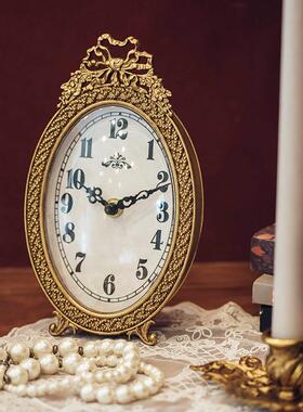 法式复古座钟件表客厅台F97HMH99式钟台钟装桌饰面时钟石摆英钟轻