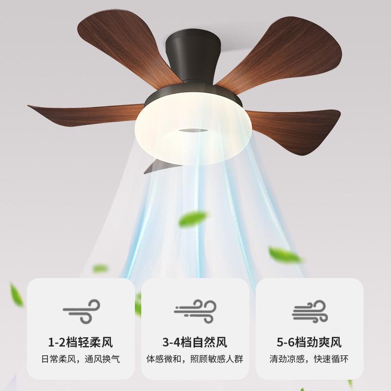 新款ld风扇厅灯油中古风客厅餐奶风儿397e童房卧室灯家用五叶吊扇
